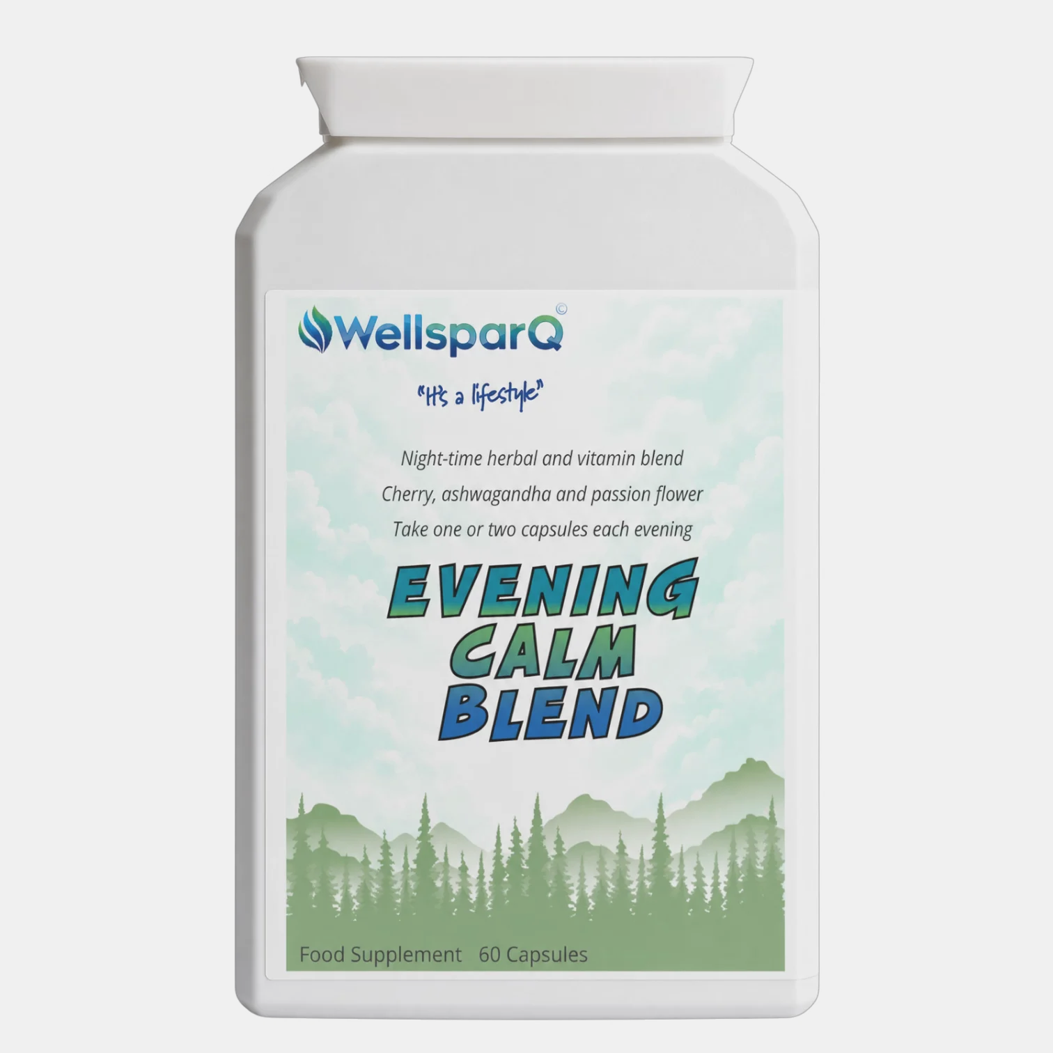 WellsparQ EveningCalm Blend supplement bottle