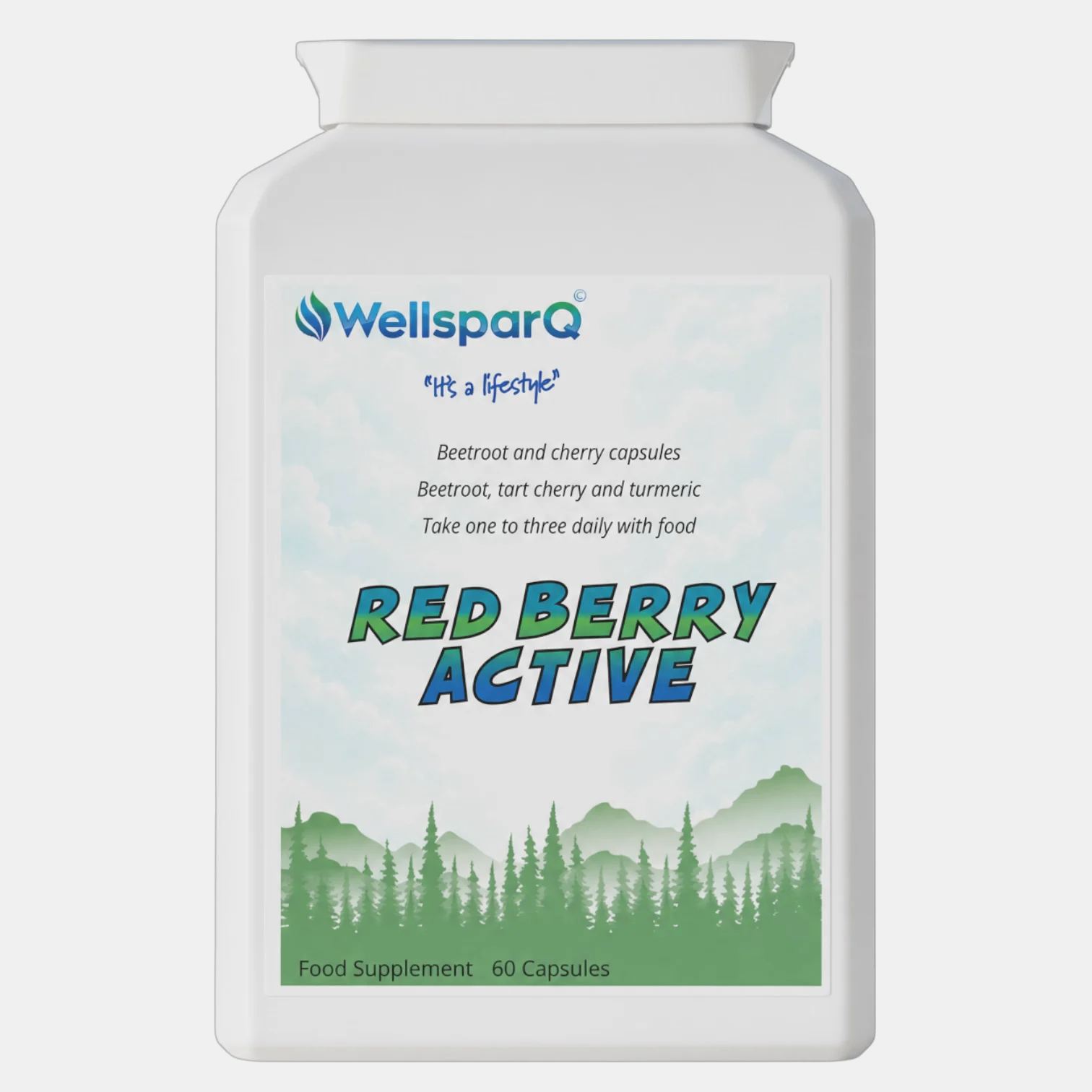 WellsparQ RedBerry Active supplement bottle