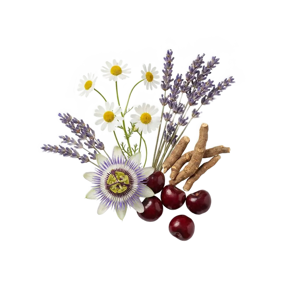 Chamomile, lavender, passionflower and ashwagandha ingredients