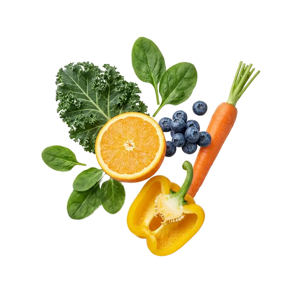 Colourful fruit and vegetables